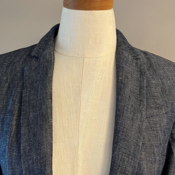 Banana Republic prima cotton women’s Heather navy blue 1 button closure blazer 0 - Picture 4 of 14